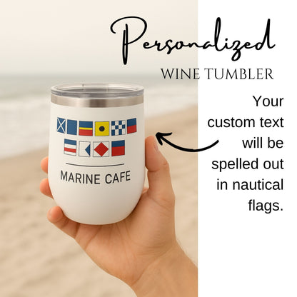 Nautical Flags Wine Tumbler - Stainless Steel 12oz