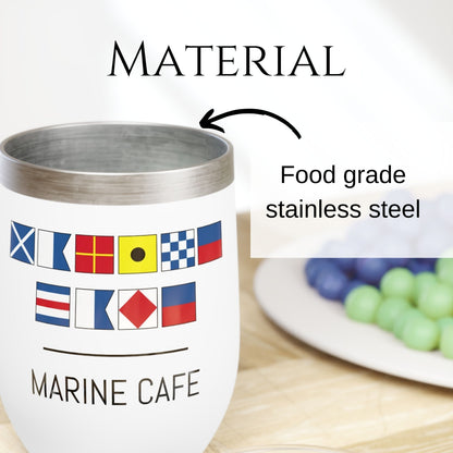Nautical Flags Wine Tumbler - Stainless Steel 12oz