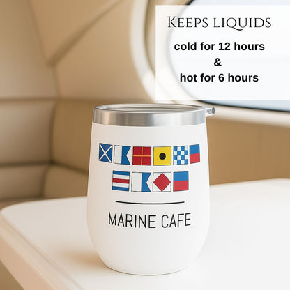 Nautical Flags Wine Tumbler - Stainless Steel 12oz