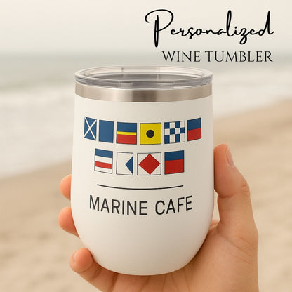 Nautical Flags Wine Tumbler - Stainless Steel 12oz