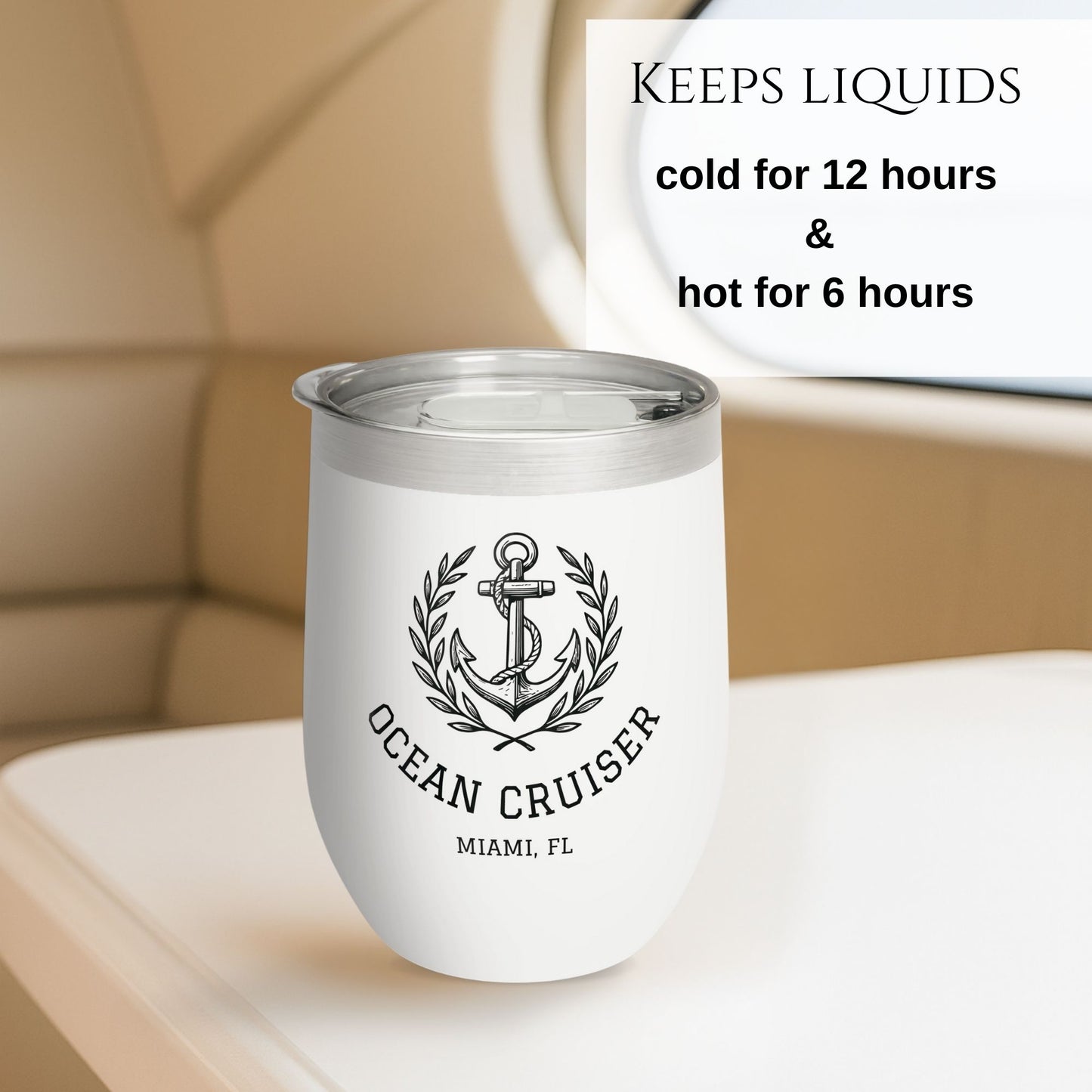 Personalized Anchor Wine Tumbler - Stainless Steel 12oz
