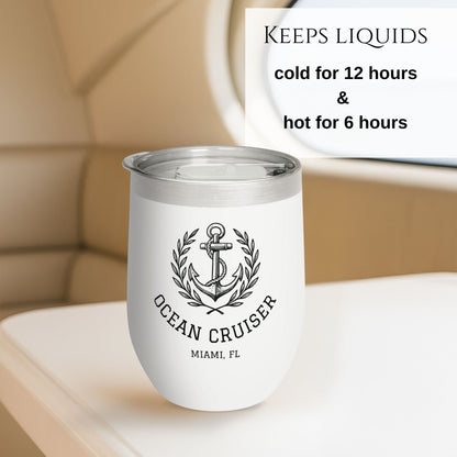 Personalized Anchor Wine Tumbler - Stainless Steel 12oz