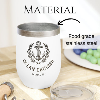 Personalized Anchor Wine Tumbler - Stainless Steel 12oz