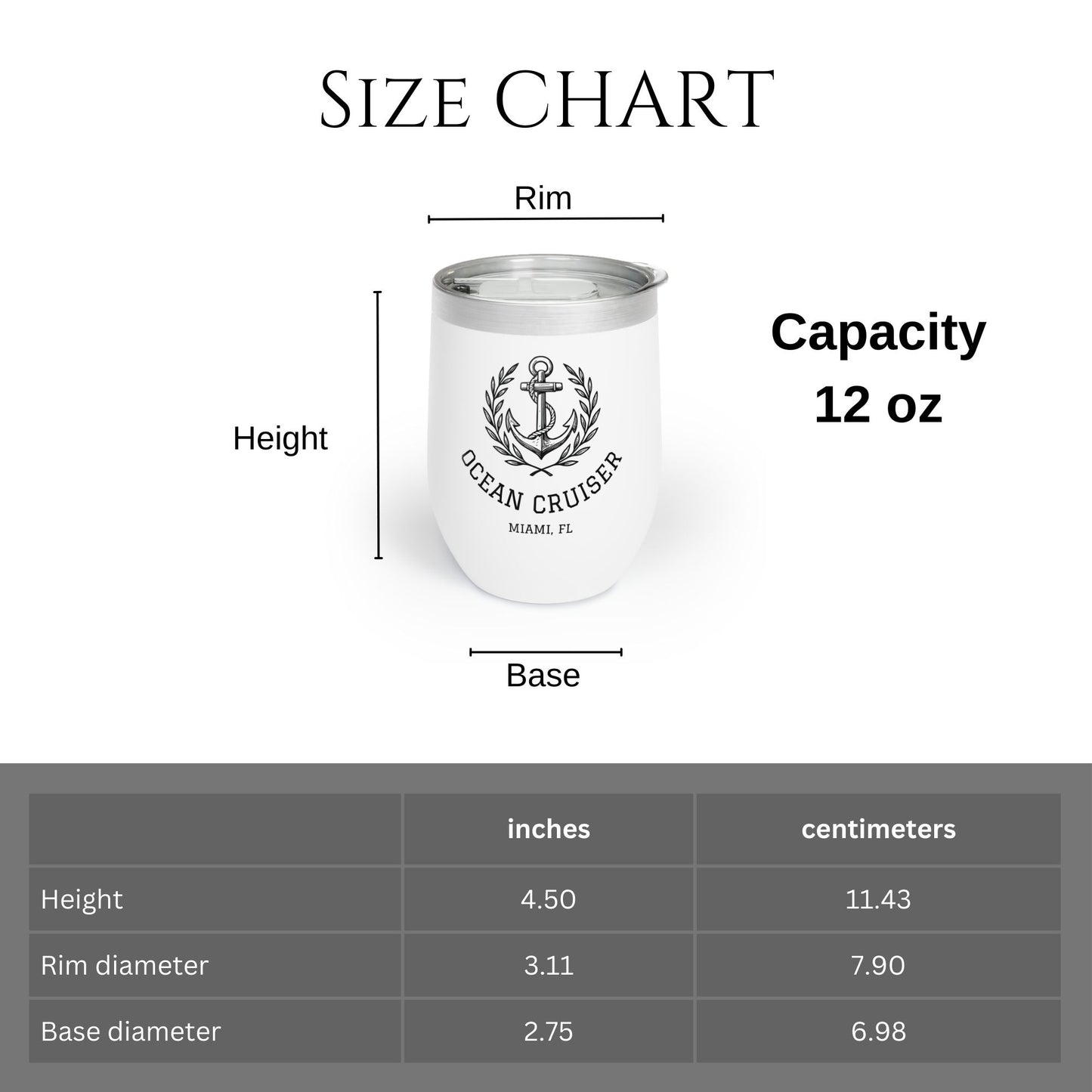 Personalized Anchor Wine Tumbler - Stainless Steel 12oz