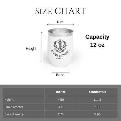 Personalized Anchor Wine Tumbler - Stainless Steel 12oz