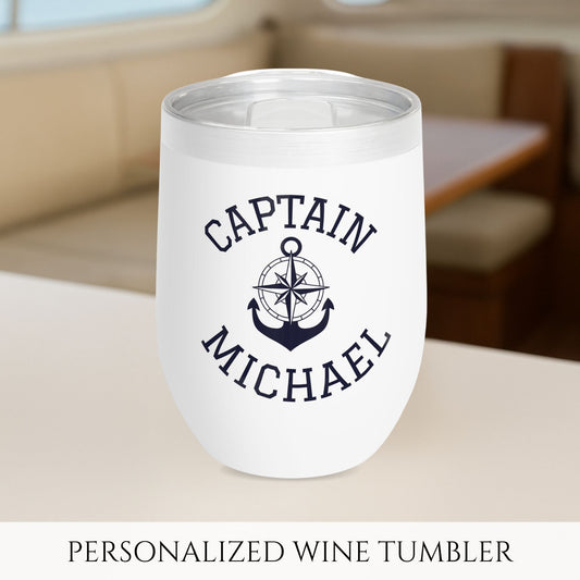 Personalized Anchor Wine Tumbler - Stainless Steel 12oz
