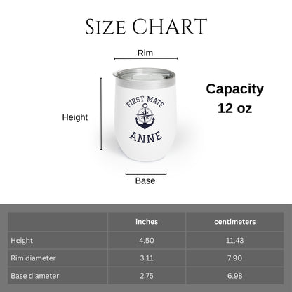 Personalized Anchor Wine Tumbler - Stainless Steel 12oz