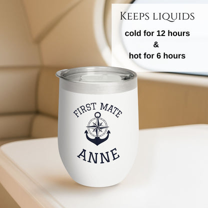 Personalized Anchor Wine Tumbler - Stainless Steel 12oz