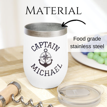 Personalized Anchor Wine Tumbler - Stainless Steel 12oz
