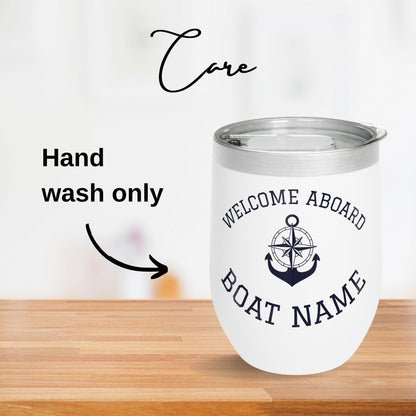Personalized Anchor Wine Tumbler - Stainless Steel 12oz