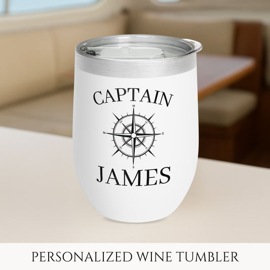 Personalized Compass Wine Tumbler - Stainless Steel 12oz