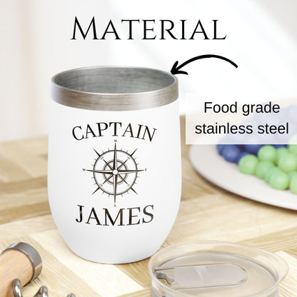 Personalized Compass Wine Tumbler - Stainless Steel 12oz