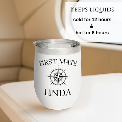 Personalized Compass Wine Tumbler - Stainless Steel 12oz
