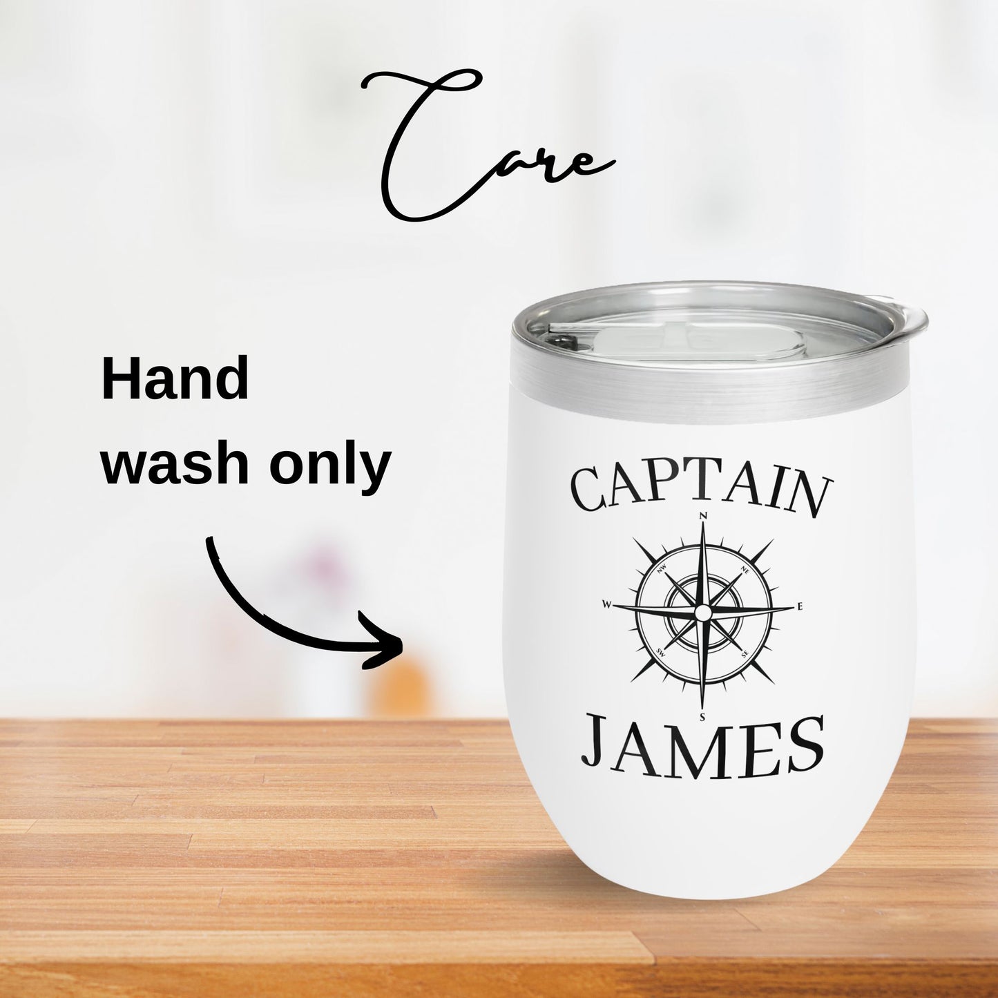 Personalized Compass Wine Tumbler - Stainless Steel 12oz