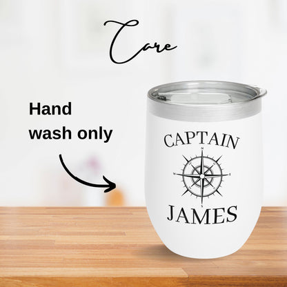 Personalized Compass Wine Tumbler - Stainless Steel 12oz