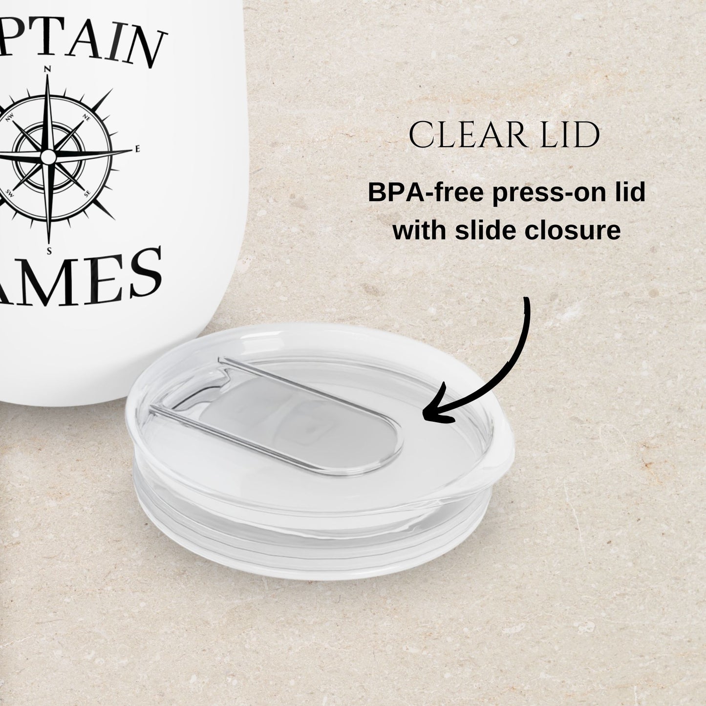 Personalized Compass Wine Tumbler - Stainless Steel 12oz