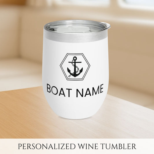 Personalized Anchor Wine Tumbler - Stainless Steel 12oz