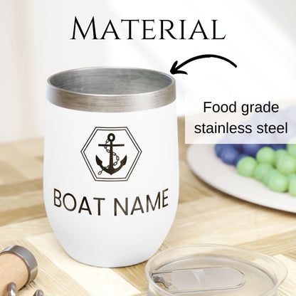 Personalized Anchor Wine Tumbler - Stainless Steel 12oz