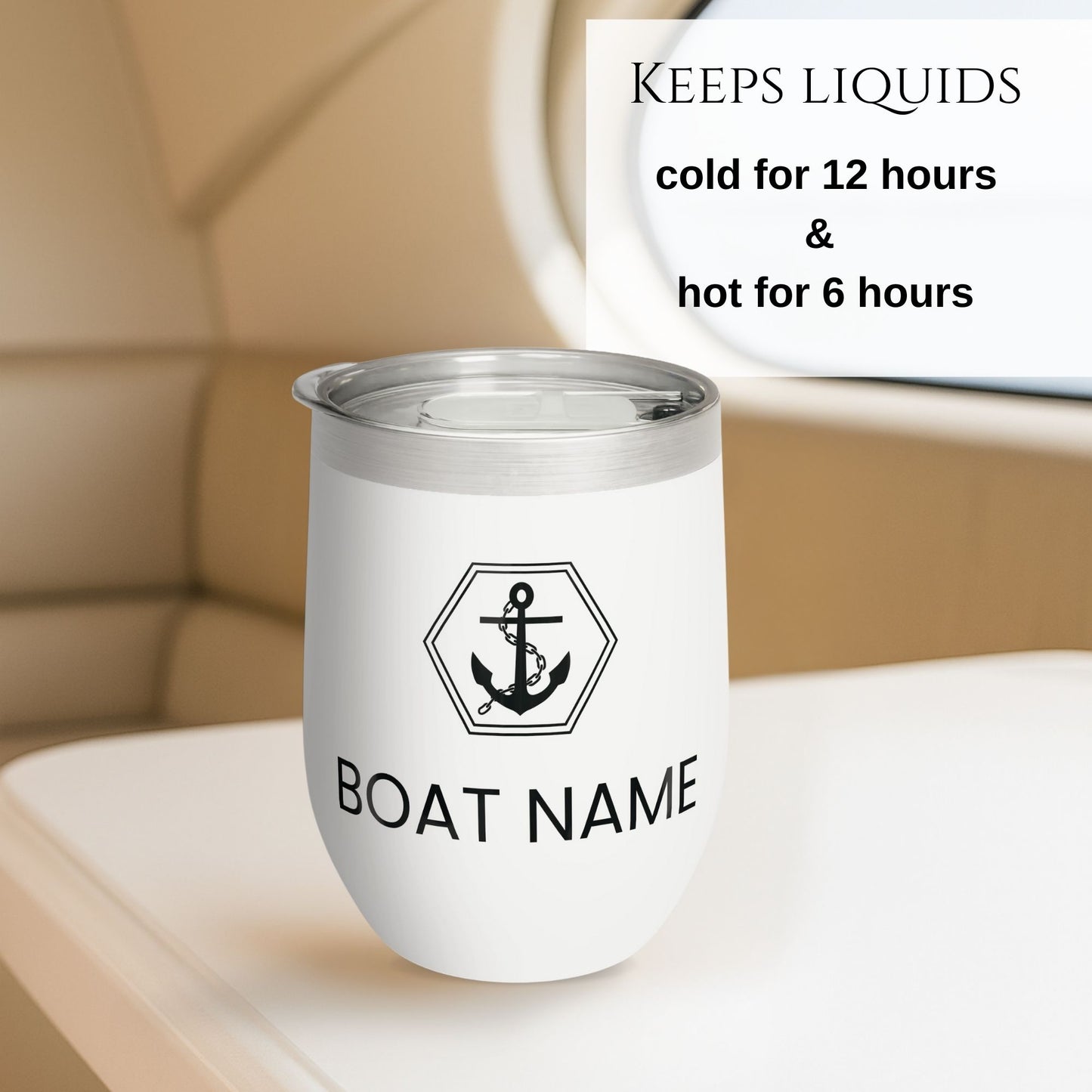 Personalized Anchor Wine Tumbler - Stainless Steel 12oz