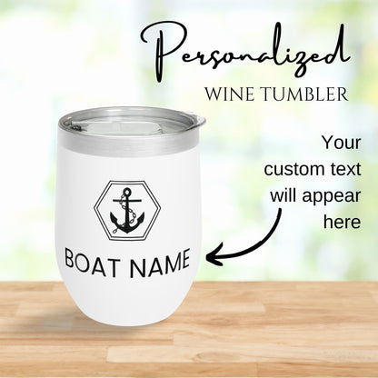 Personalized Anchor Wine Tumbler - Stainless Steel 12oz