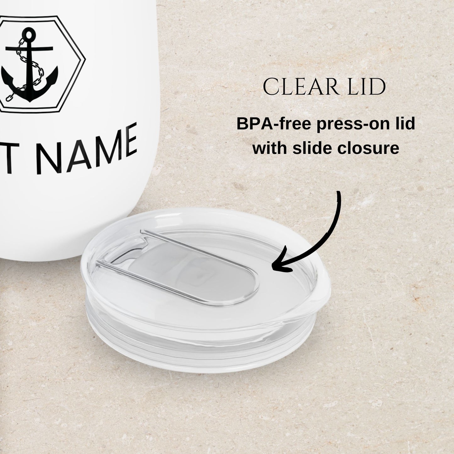Personalized Anchor Wine Tumbler - Stainless Steel 12oz