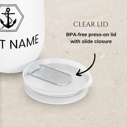 Personalized Anchor Wine Tumbler - Stainless Steel 12oz