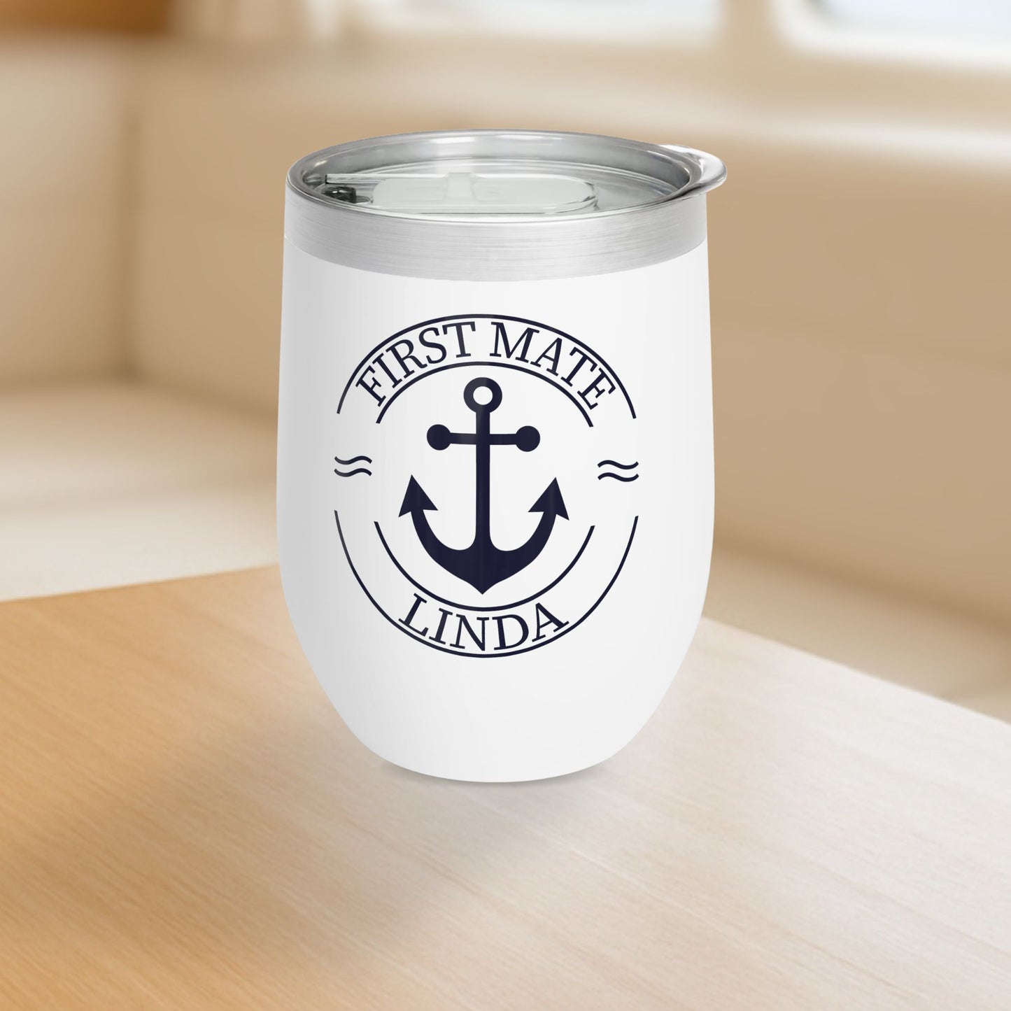 Personalized Anchor Wine Tumbler - Stainless Steel 12oz