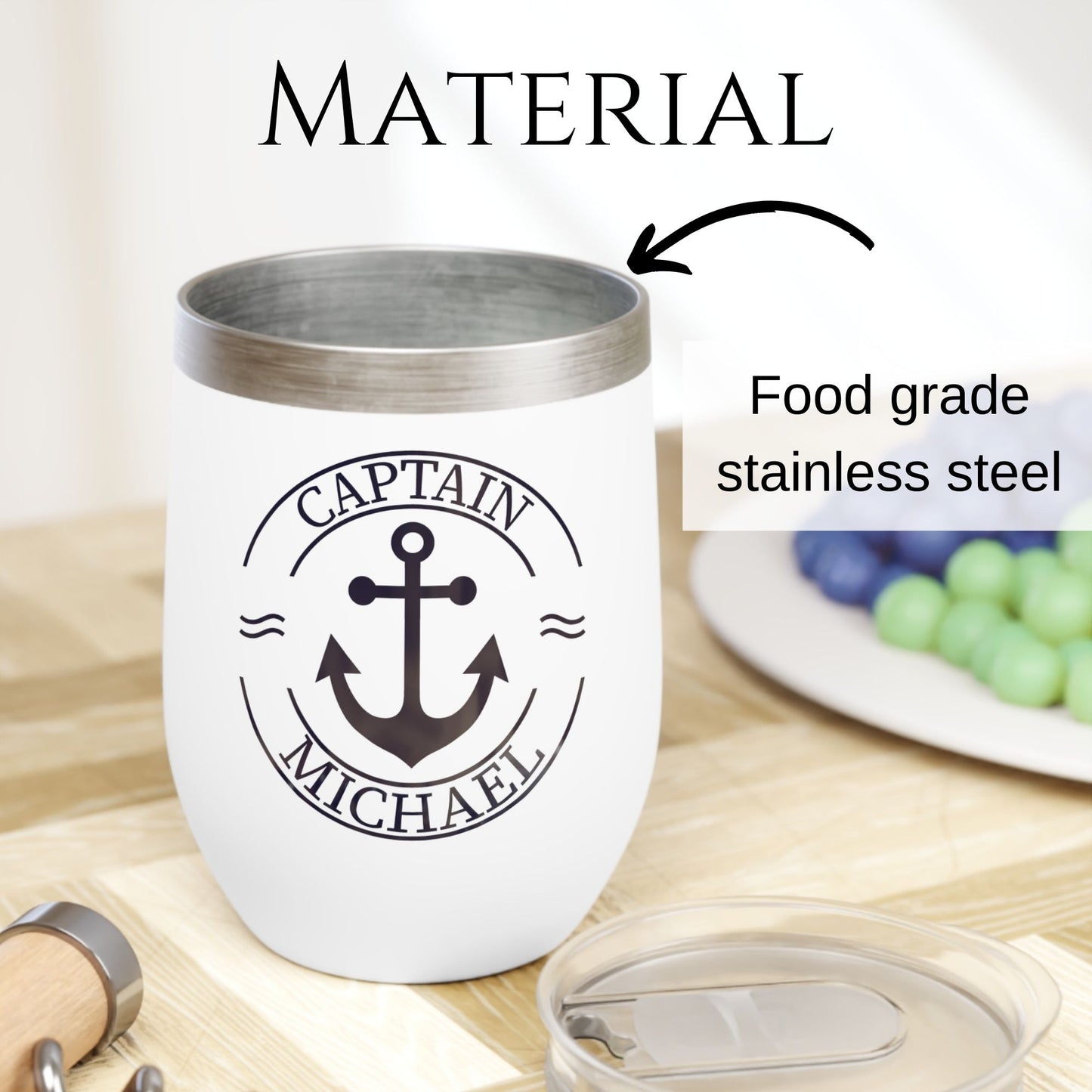 Personalized Anchor Wine Tumbler - Stainless Steel 12oz
