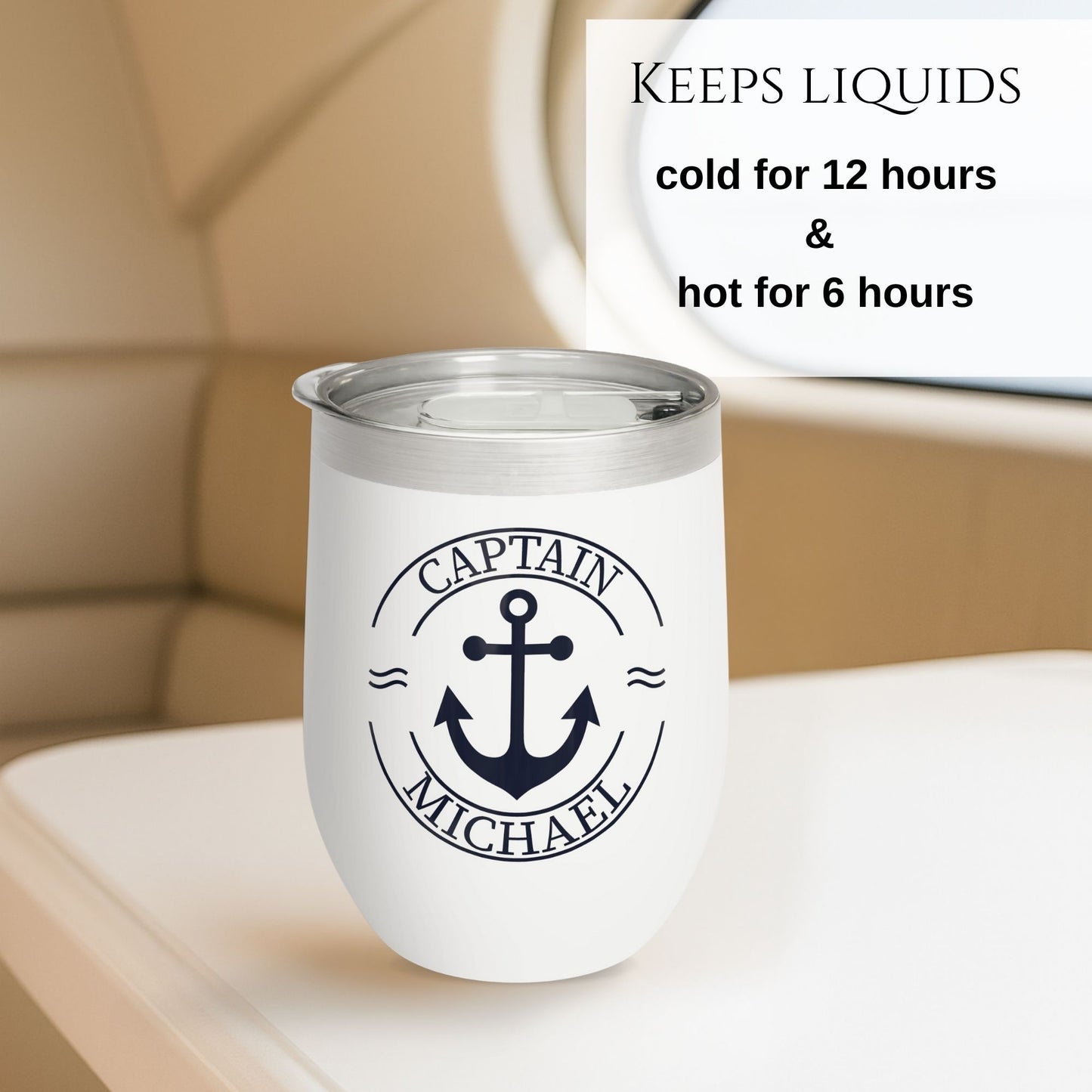 Personalized Anchor Wine Tumbler - Stainless Steel 12oz