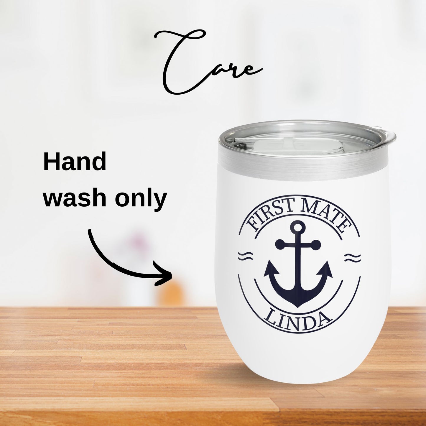 Personalized Anchor Wine Tumbler - Stainless Steel 12oz
