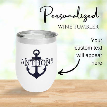 Personalized Split Anchor Wine Tumbler - Stainless Steel 12oz