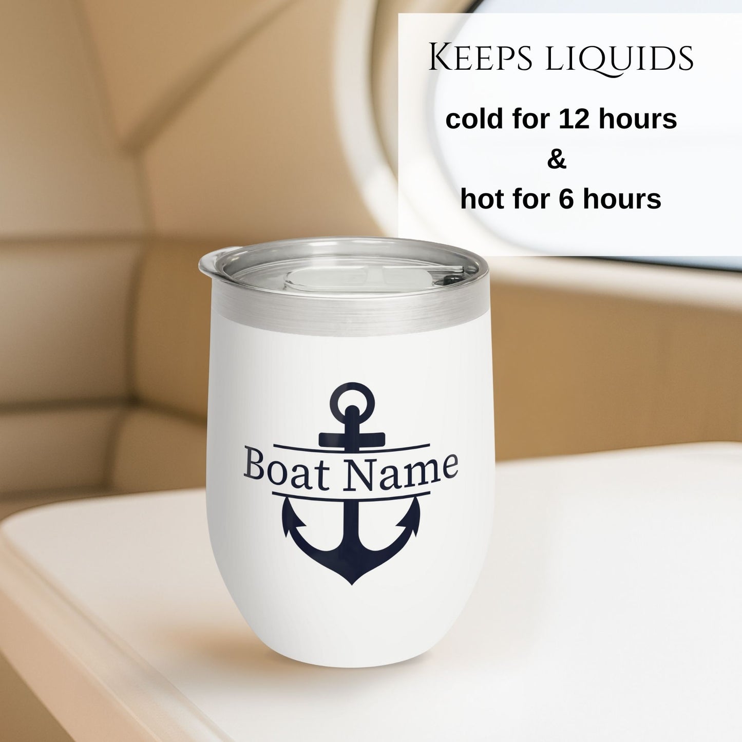 Personalized Split Anchor Wine Tumbler - Stainless Steel 12oz
