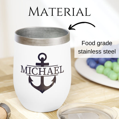 Personalized Split Anchor Wine Tumbler - Stainless Steel 12oz