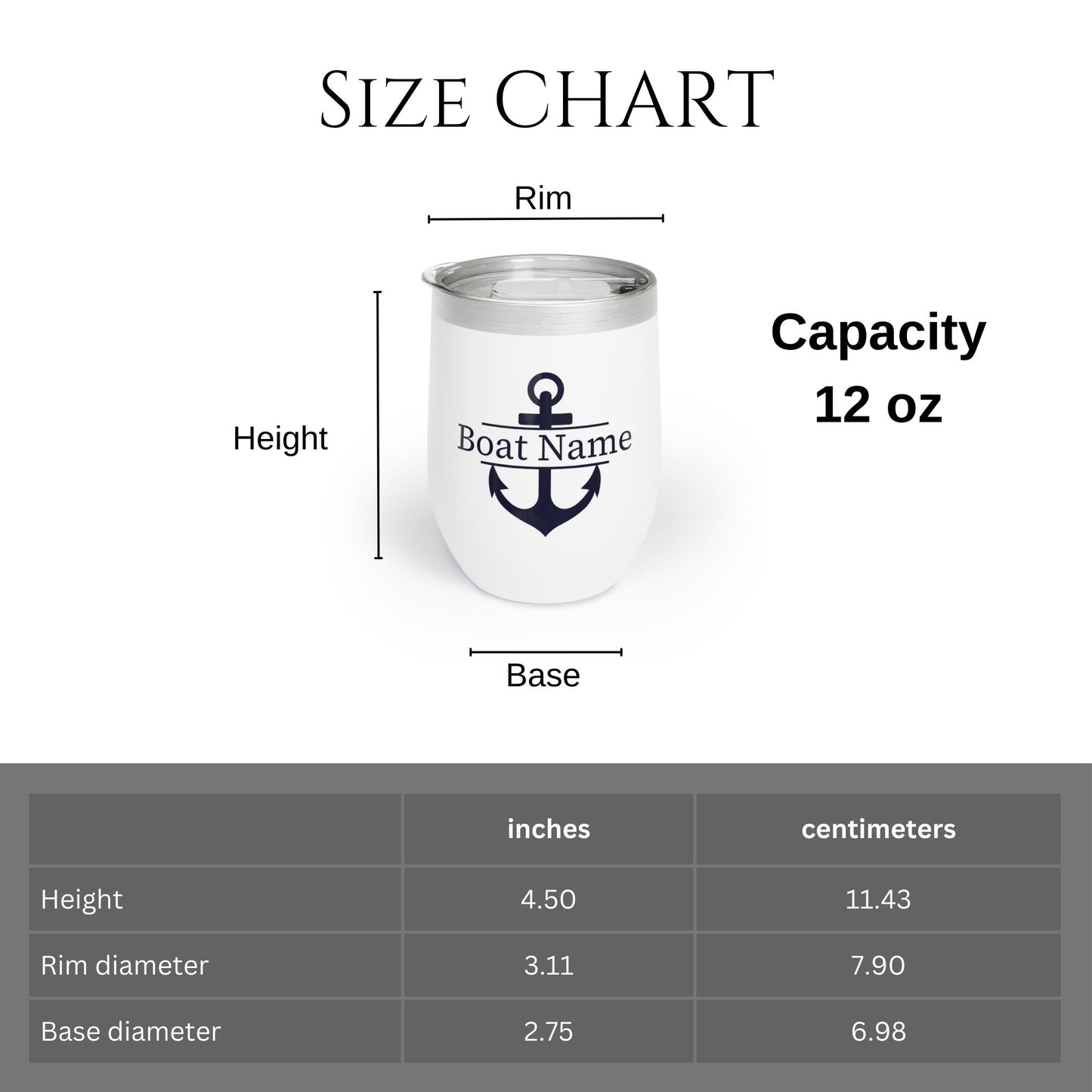 Personalized Split Anchor Wine Tumbler - Stainless Steel 12oz