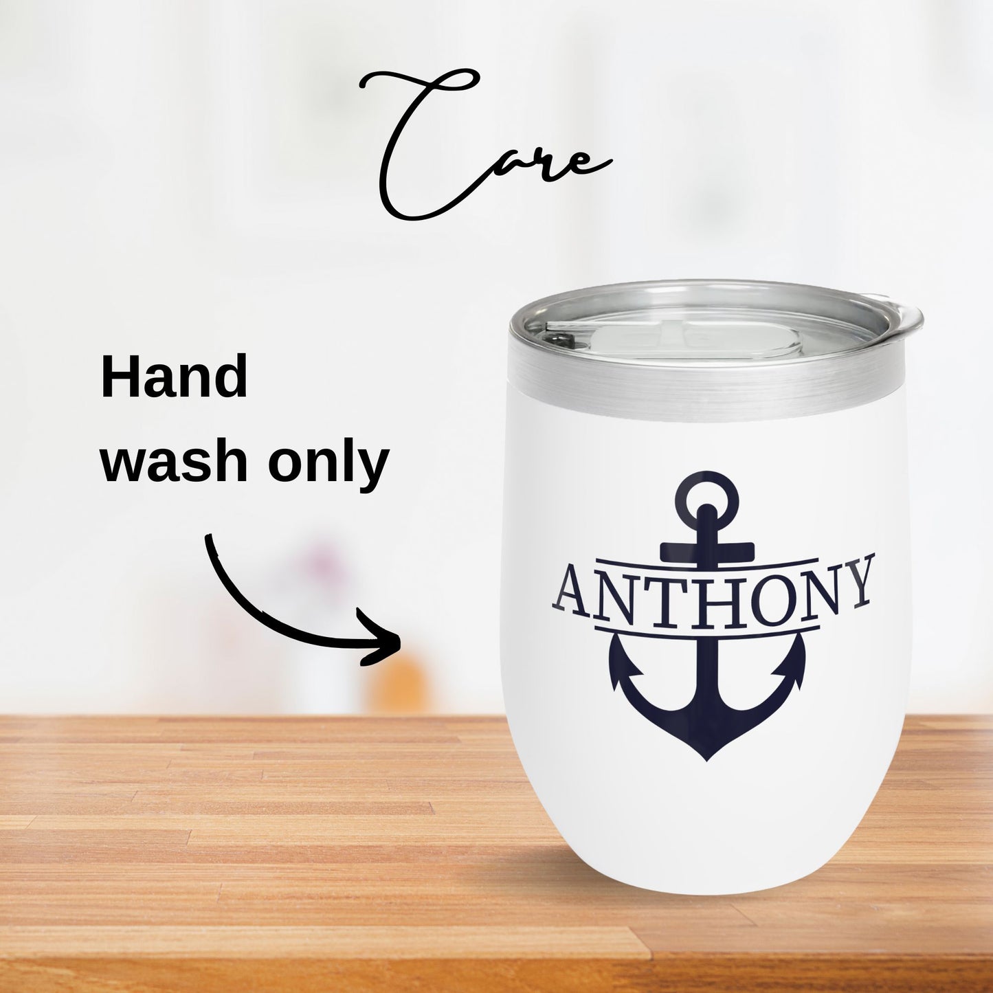 Personalized Split Anchor Wine Tumbler - Stainless Steel 12oz