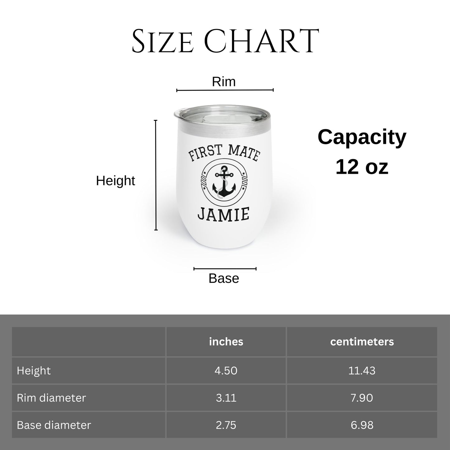 Personalized Wine Tumbler - Stainless Steel 12oz