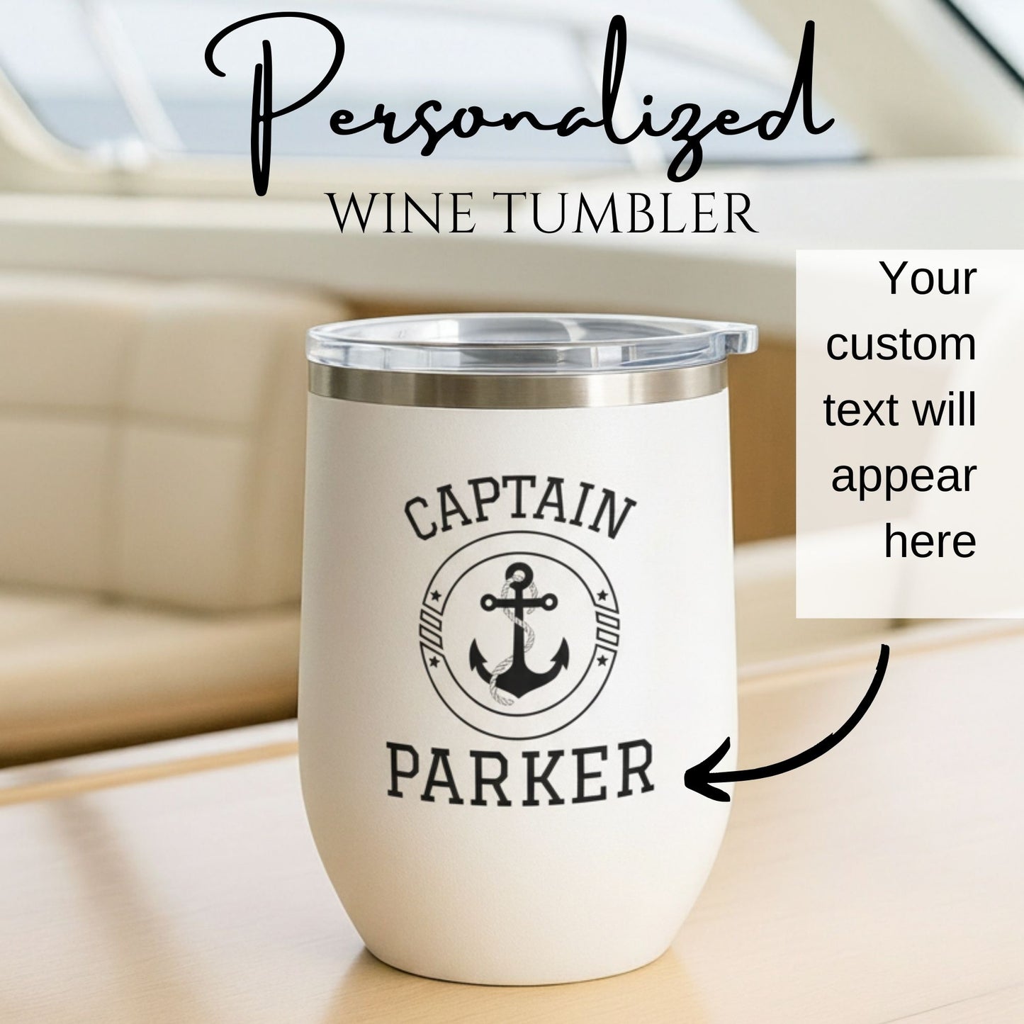 Personalized Wine Tumbler - Stainless Steel 12oz