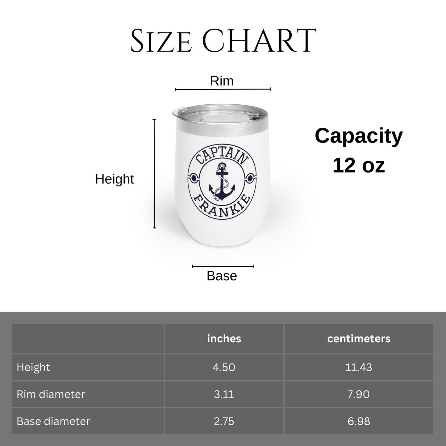 Personalized Anchor Wine Tumbler - Stainless Steel 12oz