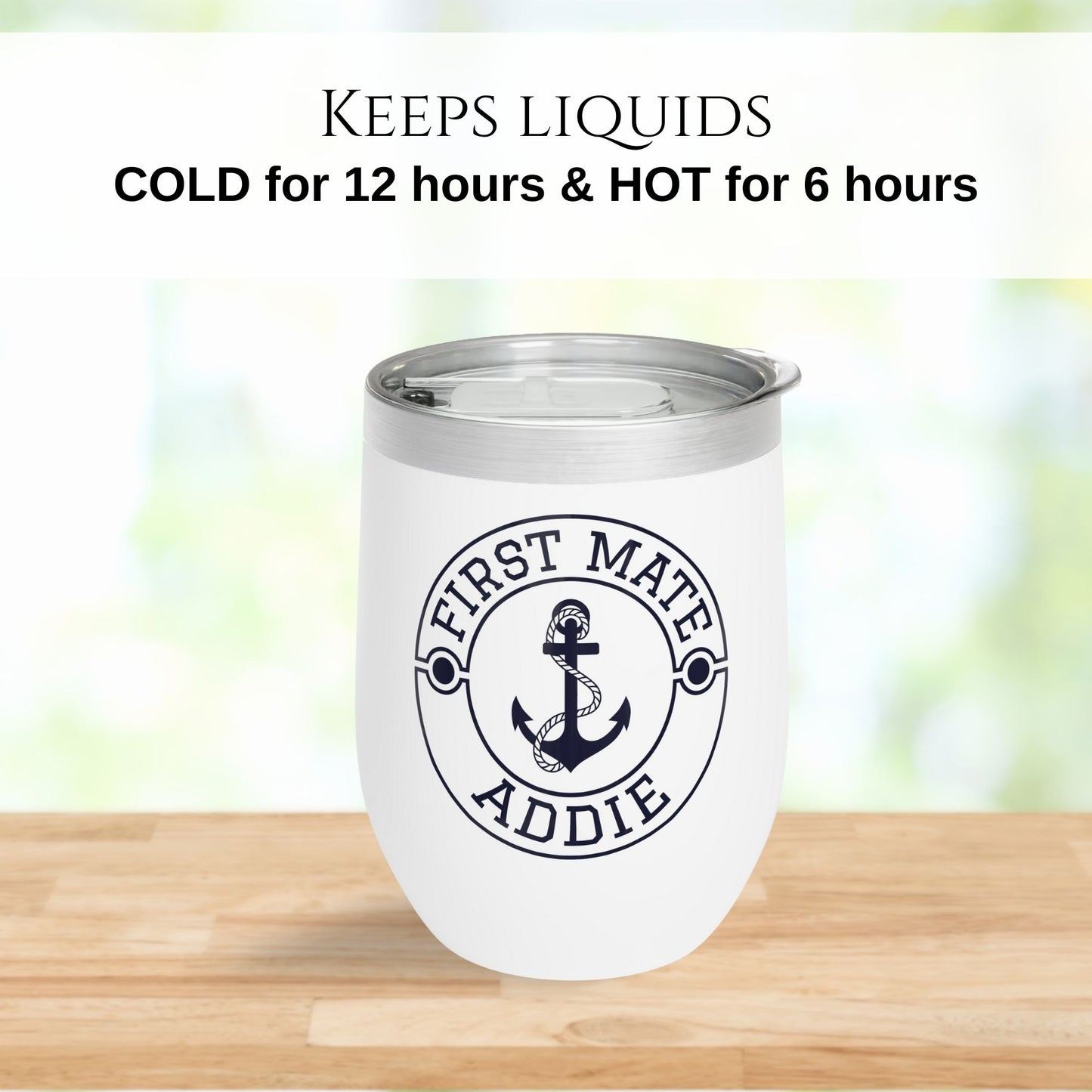 Personalized Anchor Wine Tumbler - Stainless Steel 12oz