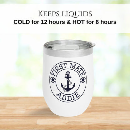 Personalized Anchor Wine Tumbler - Stainless Steel 12oz