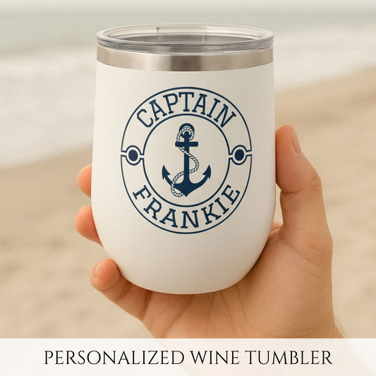 Personalized Anchor Wine Tumbler - Stainless Steel 12oz