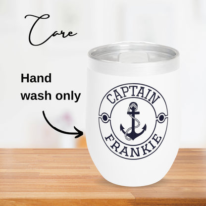 Personalized Anchor Wine Tumbler - Stainless Steel 12oz