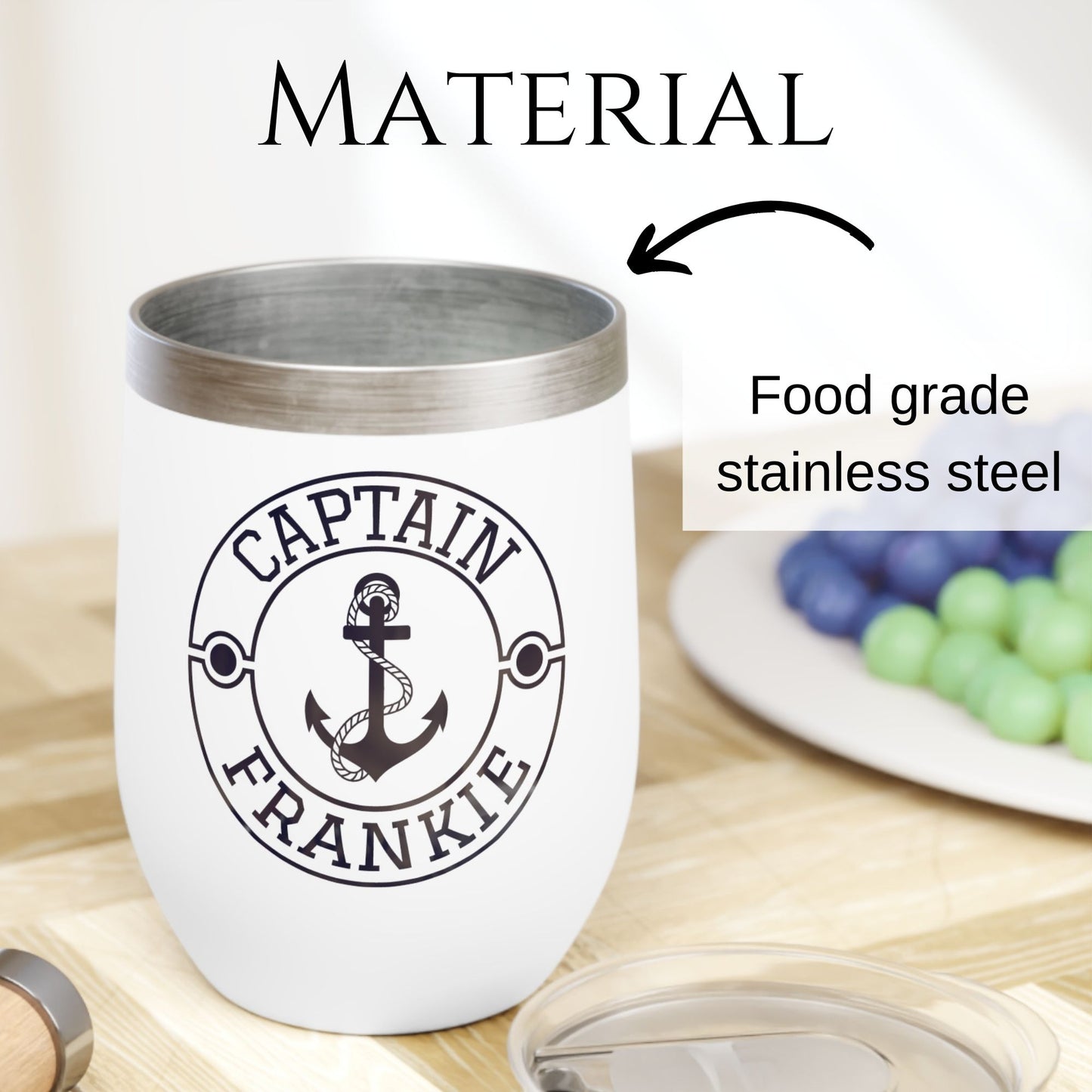 Personalized Anchor Wine Tumbler - Stainless Steel 12oz
