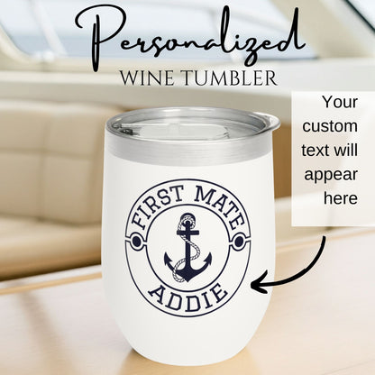 Personalized Anchor Wine Tumbler - Stainless Steel 12oz