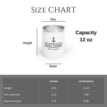 Personalized Anchor Wine Tumbler - Stainless Steel 12oz