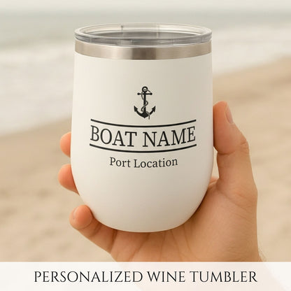 Personalized Anchor Wine Tumbler - Stainless Steel 12oz
