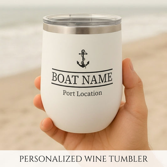 Personalized Anchor Wine Tumbler - Stainless Steel 12oz