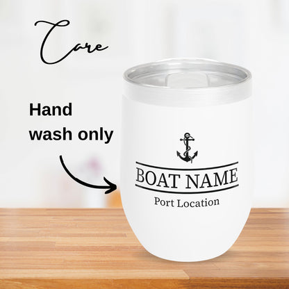 Personalized Anchor Wine Tumbler - Stainless Steel 12oz