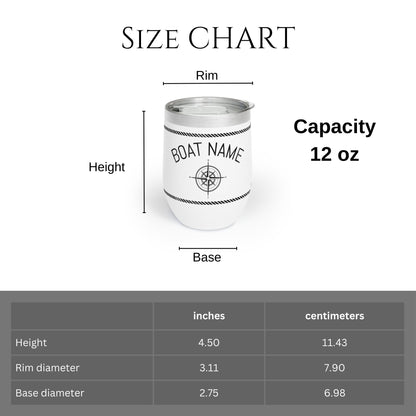 Compass Wine Tumbler - Nautical Rope Border Stainless Steel 12oz