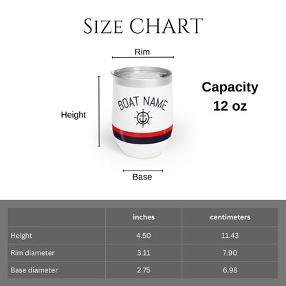 Personalized Ship Wheel Wine Tumbler - Stainless Steel 12oz